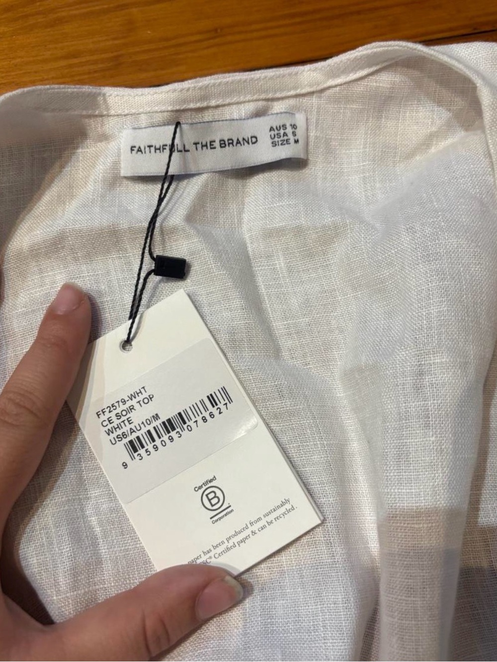 Faithfull the Brand White Linen-Texture Soir Top